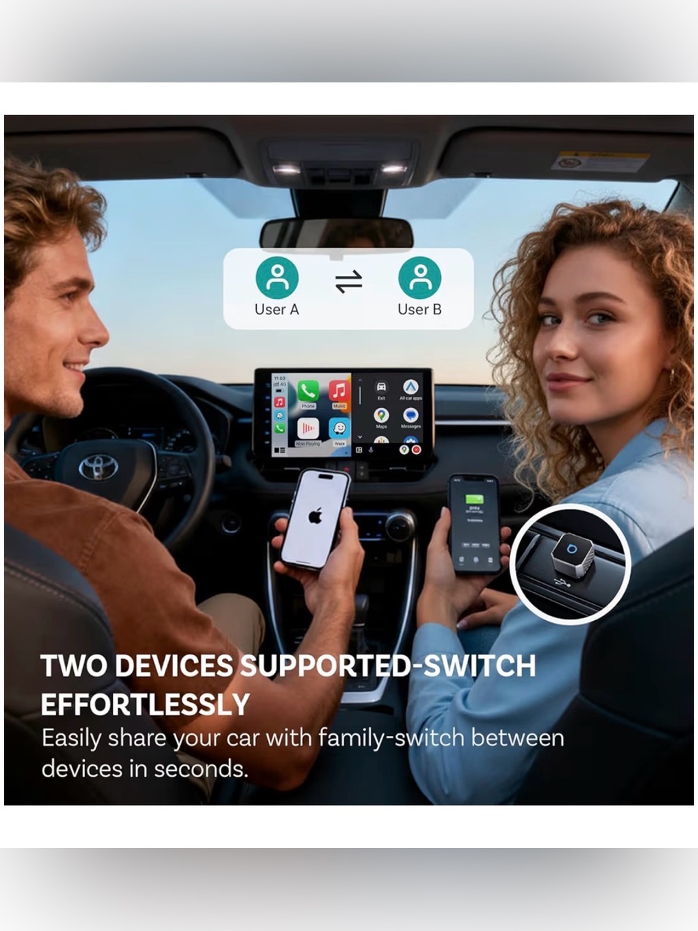 OTTOCAST Mini 3.0 Wireless CarPlay/Android Auto Adapter - Silver - Picture 4 of 7